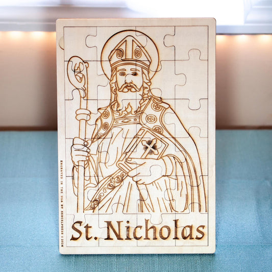 Saint Nicholas, Laser-Engraved Wood Puzzle, 11.75" x 7.75"  | Engraved in the USA | Catholic Living