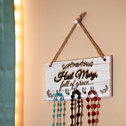 Mini Rosary Hanger, Hail Mary Full of Grace, Engraved in the USA, Catholic Living