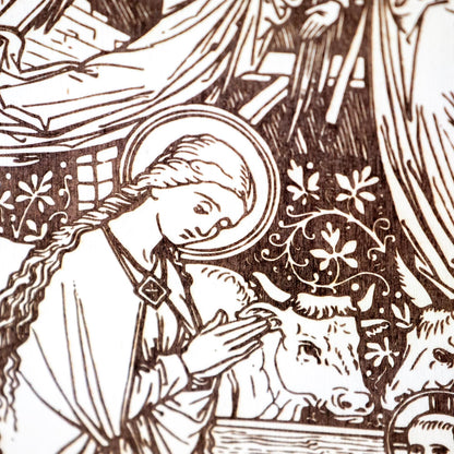Nativity Scene, Christmas, Laser-Engraved Wood Panel Wall Art, 8" x 10"  | Engraved in the USA