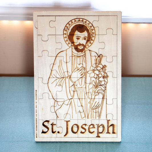Saint Joseph, Laser-Engraved Wood Puzzle, 11.75" x 7.75"  | Engraved in the USA | Catholic Living