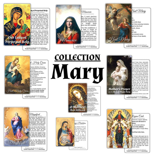 Mary's Collection: 9 Holy Cards | Pocket PrayerFulls™ | Durable Wallet Prayer Cards | Our Lady