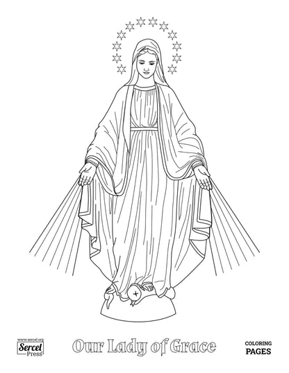 Printable Catholic Coloring Book, Our Lady, 15 Catholic Coloring Pages, Instant Digital Download and Print, Catholic Education, Homeschool
