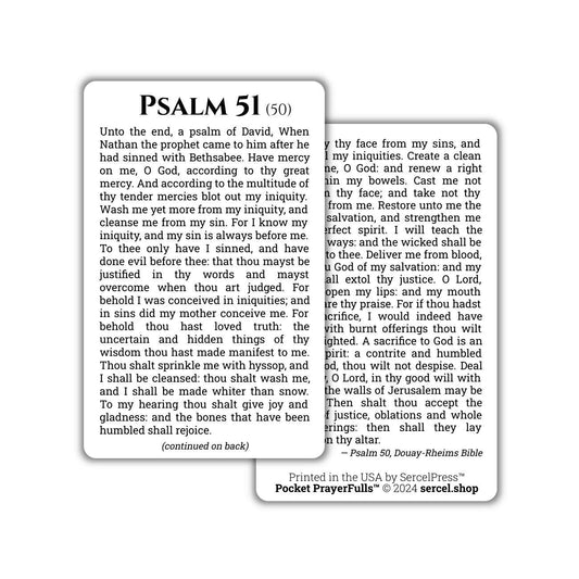 Psalm 51: Pocket PrayerFulls™ | Durable Wallet Holy Cards | Holy Bible | Douay-Rheims | Scripture | Psalms