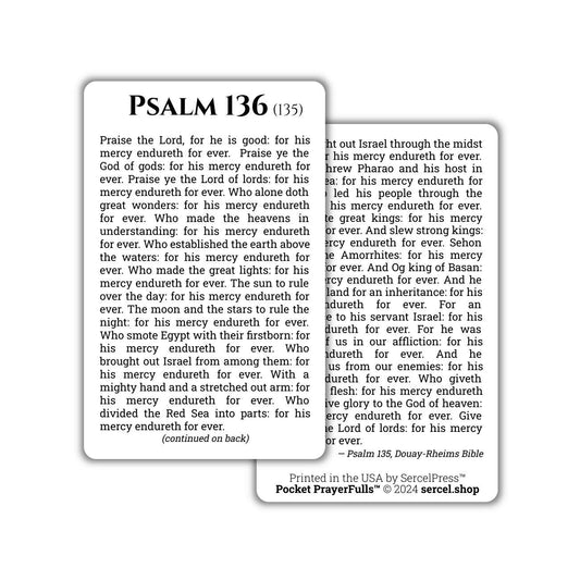 Psalm 136: Pocket PrayerFulls™ | Durable Wallet Holy Cards | Holy Bible | Douay-Rheims | Scripture | Psalms