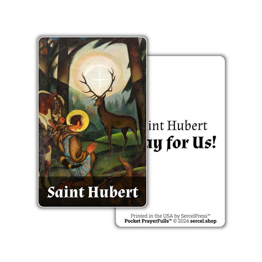 Saint Hubert: Pocket PrayerFulls™ | Durable Wallet Holy Cards | Catholic Saints
