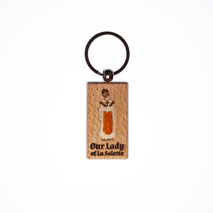 Our Lady of La Salette, Hand-Colored, Solid Wood Keychain, Engraved in the USA, Catholic