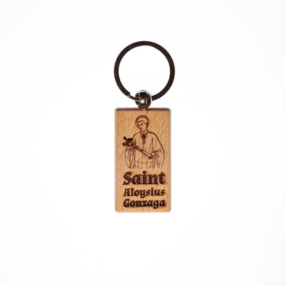 Saint Aloysius Gonzaga, Solid Wood Keychain, Engraved in the USA, Catholic