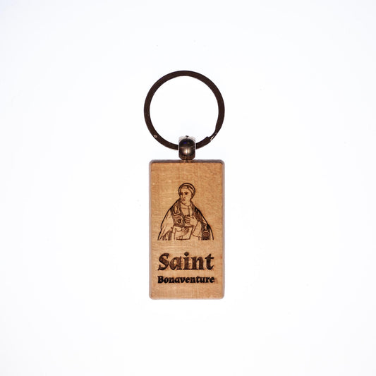 Saint Bonaventure, Solid Wood Keychain, Engraved in the USA, Catholic
