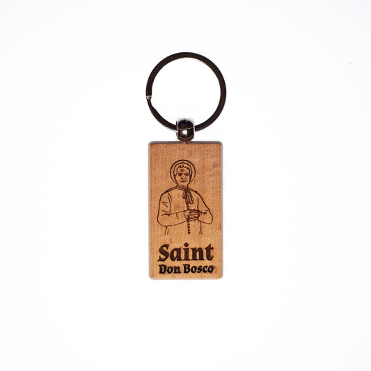 Saint Don Bosco, Solid Wood Keychain, Engraved in the USA, Catholic