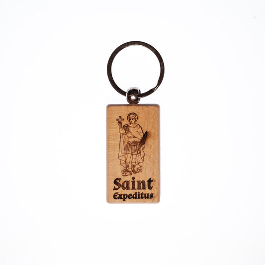 Saint Expeditus, Solid Wood Keychain, Engraved in the USA, Catholic