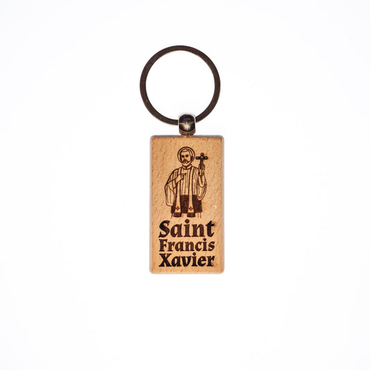 Saint Francis Xavier, Solid Wood Keychain, Engraved in the USA, Catholic