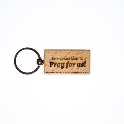 Saint Gerard Majella, Solid Wood Keychain, Engraved in the USA, Catholic