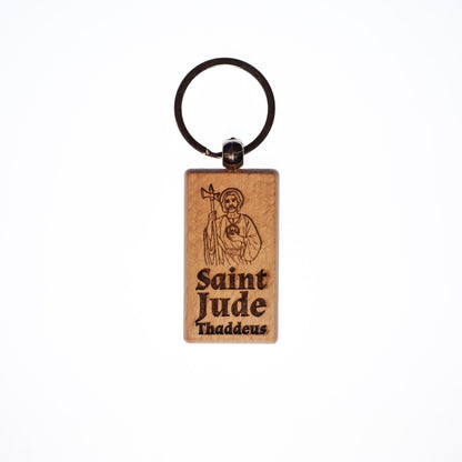 Saint Jude Thaddeus, Solid Wood Keychain, Engraved in the USA, Catholic