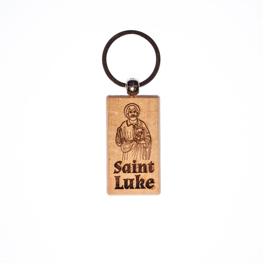 Saint Luke, Solid Wood Keychain, Engraved in the USA, Catholic