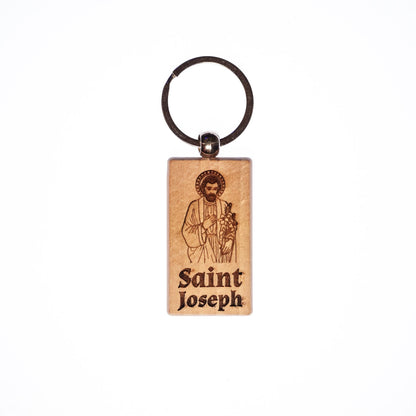 Saint Joseph, Solid Wood Keychain, Engraved in the USA, Catholic