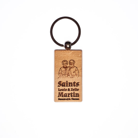 Saints Louis & Zelie Martin, Parents of St. Therese, Solid Wood Keychain, Engraved in the USA, Catholic