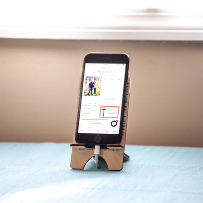 Wooden Jesus Prayer Phone Stand | Laser‑Engraved Baltic Birch | Made in USA | Christian Gift, Traditional Prayer Stand, Desktop Devotion