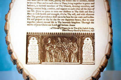 Prayer of Husband and Wife, 9 3/4 x 12 3/4 inch Laser-Engraved Wood Wall Art with Rustic Bark Edges  | Engraved in the USA | Catholic Living