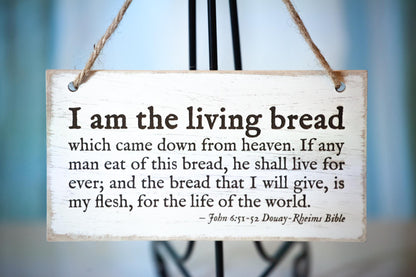 I Am The Living Bread, John 6, Eucharistic Wall Art, Small, Engraved in the USA, Catholic Living