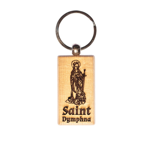 Saint Dymphna, Solid Wood Keychain, Engraved in the USA, Catholic