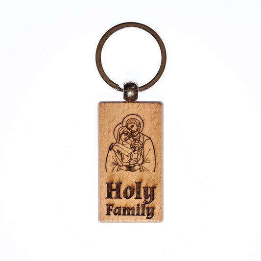 The Holy Family, Solid Wood Keychain, Engraved in the USA, Catholic