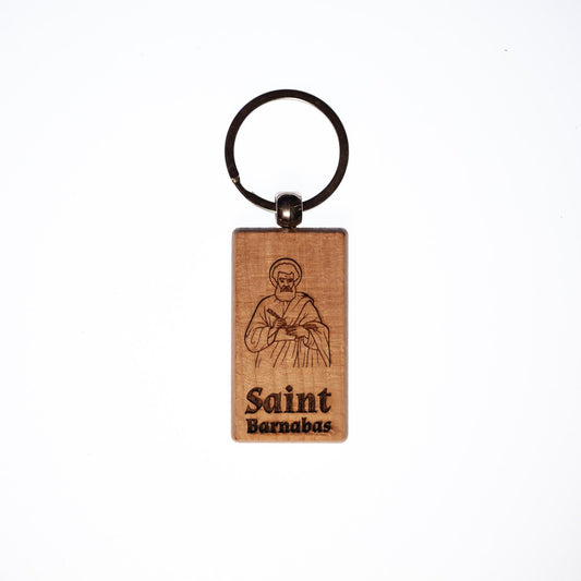 Saint Barnabas, Solid Wood Keychain, Engraved in the USA, Catholic