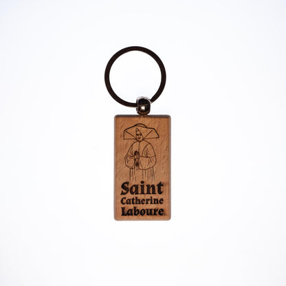 Saint Catherine Laboure, Solid Wood Keychain, Engraved in the USA, Catholic