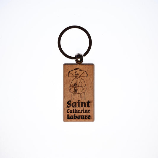 Saint Catherine Laboure, Solid Wood Keychain, Engraved in the USA, Catholic