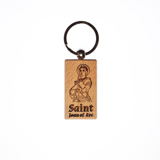 Saint Joan of Arc, Solid Wood Keychain, Engraved in the USA, Catholic