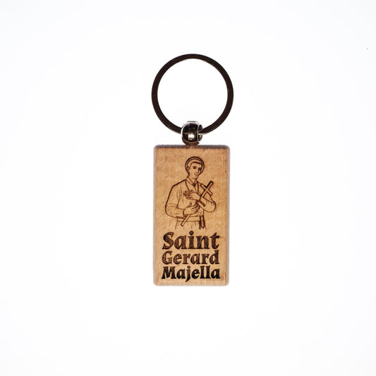 Saint Gerard Majella, Solid Wood Keychain, Engraved in the USA, Catholic