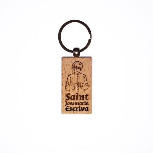 Saint Josemaria Escriva, Solid Wood Keychain, Engraved in the USA, Catholic