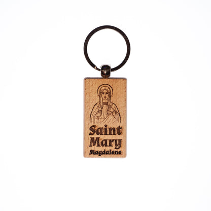 Saint Mary Magdalene, Solid Wood Keychain, Engraved in the USA, Catholic
