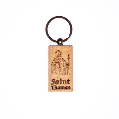 Saint Thomas, Solid Wood Keychain, Engraved in the USA, Catholic