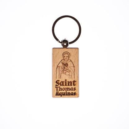 Saint Thomas Aquinas, Solid Wood Keychain, Engraved in the USA, Catholic