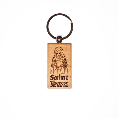 Saint Therese of the Child Jesus, Solid Wood Keychain, Engraved in the USA, Catholic, St. Therese