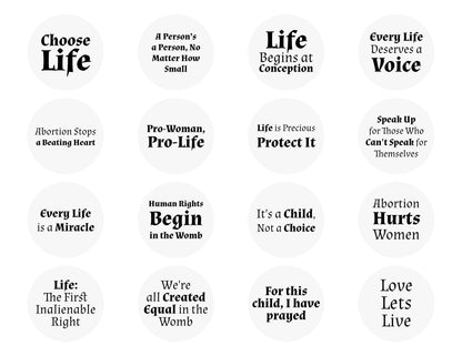 Pro-Life Stickers, 20 Designs, 2-Inches, Clear