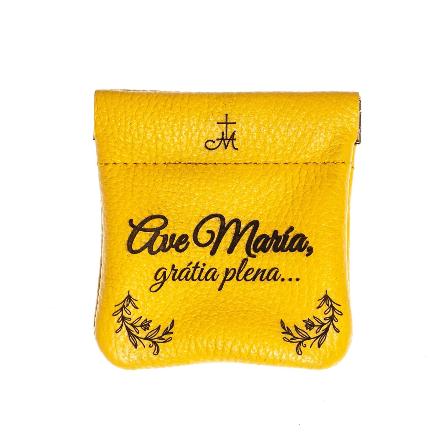 Ave Maria, Gratia Plena, Genuine Leather Engraved Rosary Pouch, Handmade in the USA, Catholic