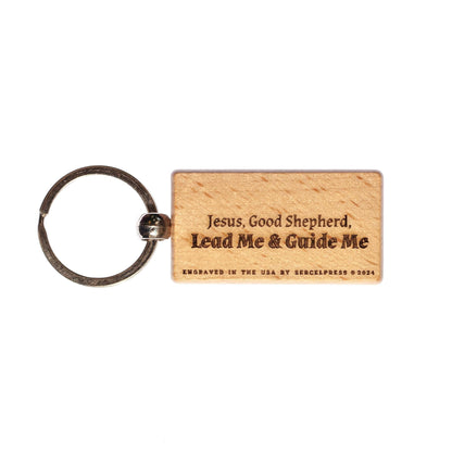 Jesus the Good Shepherd, Solid Wood Keychain, Engraved in the USA, Catholic