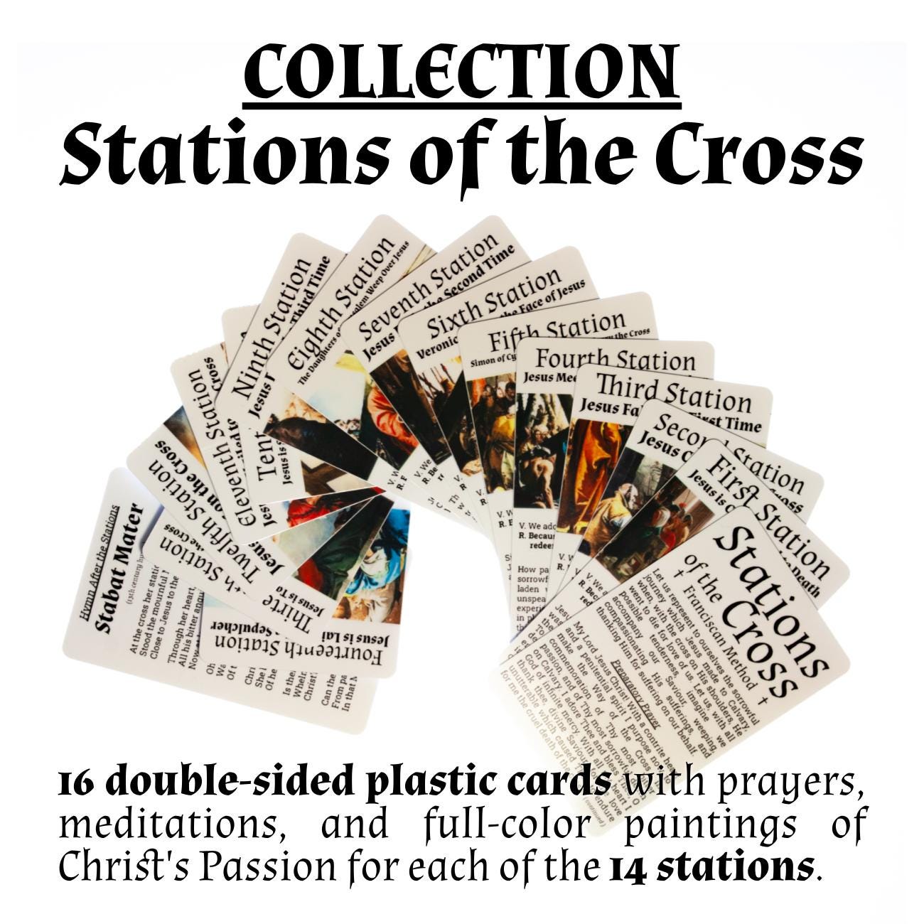 Pocket Stations of the Cross, 16 Durable Plastic Cards, Franciscan Method: Pocket PrayerFulls™ | Catholic Prayers