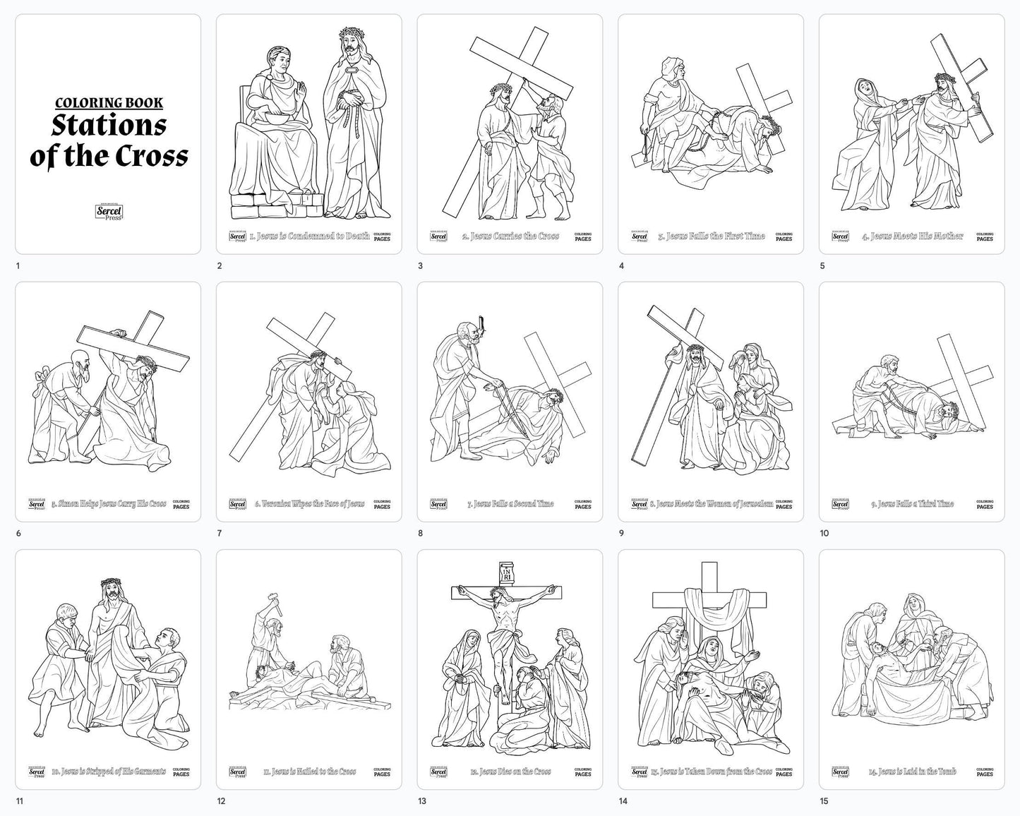Printable Catholic Coloring Book, Stations of the Cross, 14 Pages, Instant PDF Download and Print, Catholic Education, Homeschool