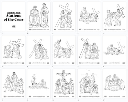 Printable Catholic Coloring Book, Stations of the Cross, 14 Pages, Instant PDF Download and Print, Catholic Education, Homeschool