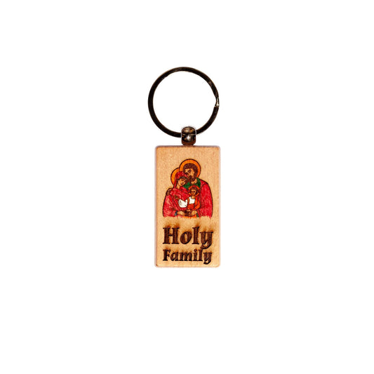 Jesus the Good Shepherd, Hand-Colored, Solid Wood Keychain, Engraved in the USA, Catholic