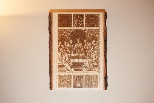 The Last Supper, 12 x 16 inch Large Laser-Engraved Wood Wall Art with Bark Edge, Engraved in the USA