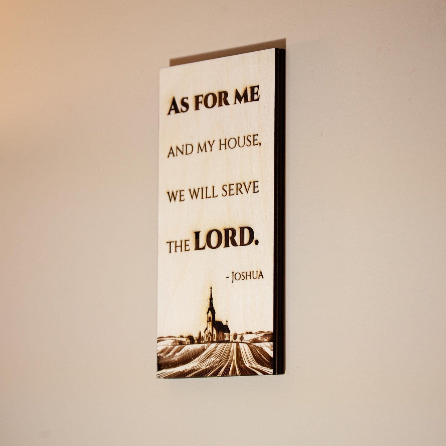 As For Me And My House, We Will Serve The LORD - Joshua, Hand-Colored, Laser-Engraved, Mini Wood Wall Art, Engraved in the USA