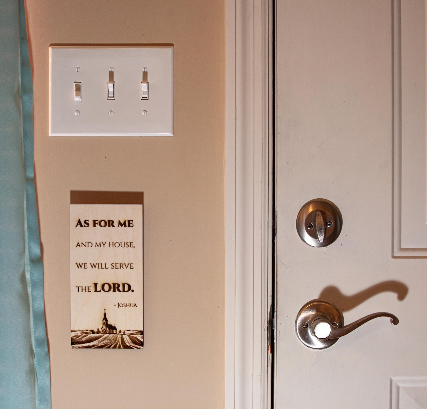 As For Me And My House, We Will Serve The LORD - Joshua, Hand-Colored, Laser-Engraved, Mini Wood Wall Art, Engraved in the USA