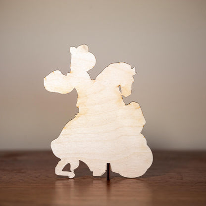Saint George and the Dragon, Mini Saint Cutout Figurines, Birch Wood, 5" x 4", Laser Cut and Engraved, Made in the USA