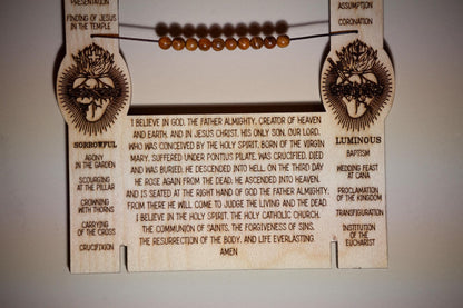 3-in-One Kitchen Rosary, 12" x 6", Laser-Engraved Birch Wood, For Fridge, Countertop, Wall, Made in the USA, Catholic Living