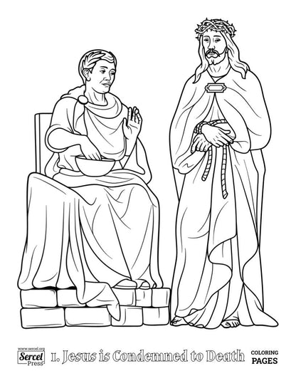 Printable Catholic Coloring Book, Stations of the Cross, 14 Pages, Instant PDF Download and Print, Catholic Education, Homeschool