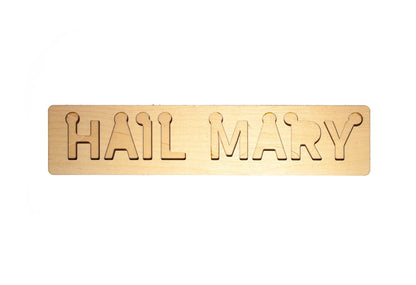 Hail Mary Letter Puzzle, Made in the USA from Birch Wood, 11.75" x 2.5", Catholic Education, Home School