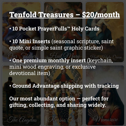 Monthly Pocket PrayerFulls Subscription | Catholic Holy Cards Delivered Monthly | Uncompromising Holy Cards — Built to Last. Backed for Life